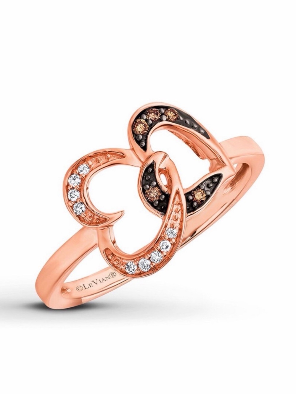 Le Vian 14K Rose Gold Chocolate & Vanilla Natural Diamond G/VS2 Heart Ring Sz5